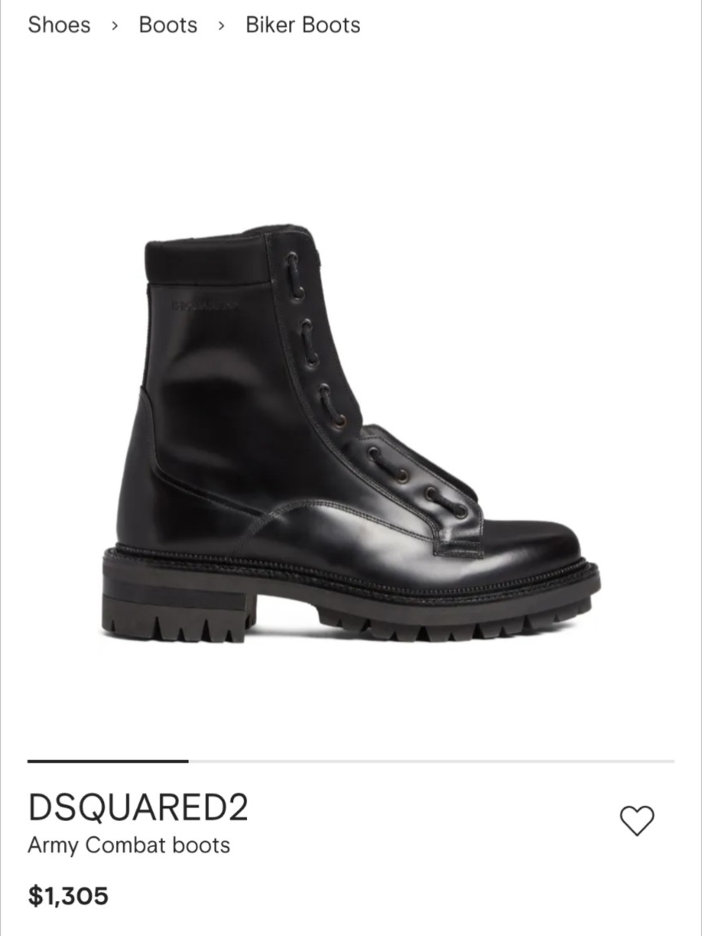 DSQUARED2 Black Leather Army Combat Boots EU43 Stiefel Made In Italy
